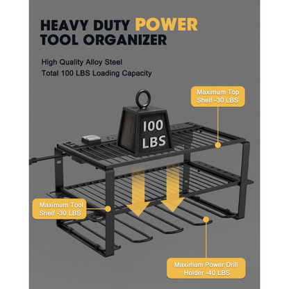KingTool  3 Tier Wall Wall Tool Organizer - 6 Outlet Charging Station
